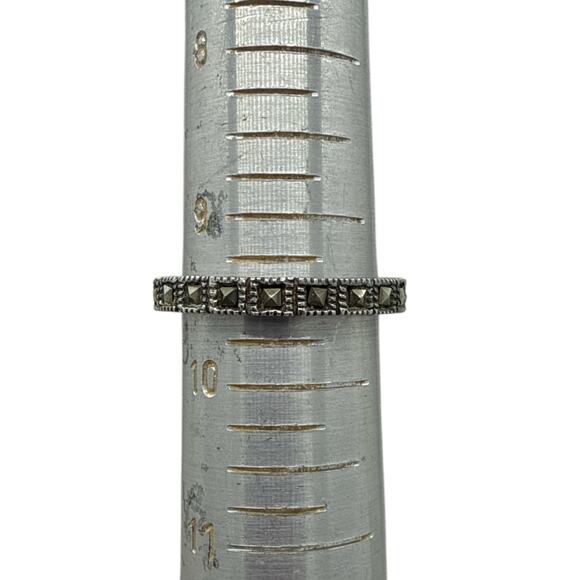 Vintage Marcasite Band Ring 925 Sterling Silver US Size 9.5 - Picture 4 of 4